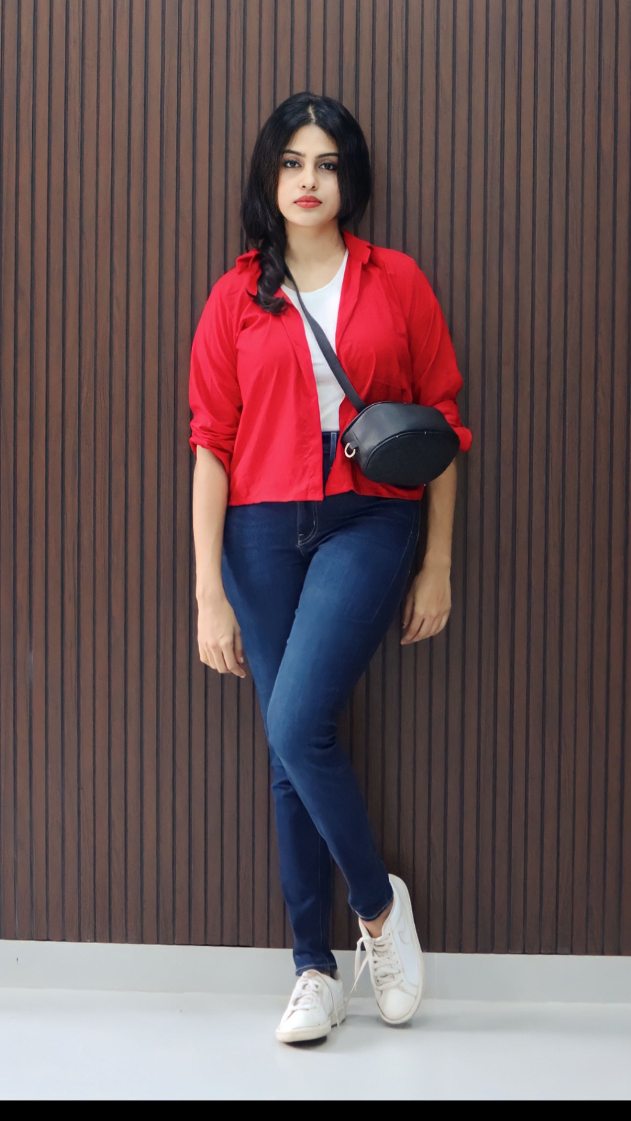 Feher Red crop shirt