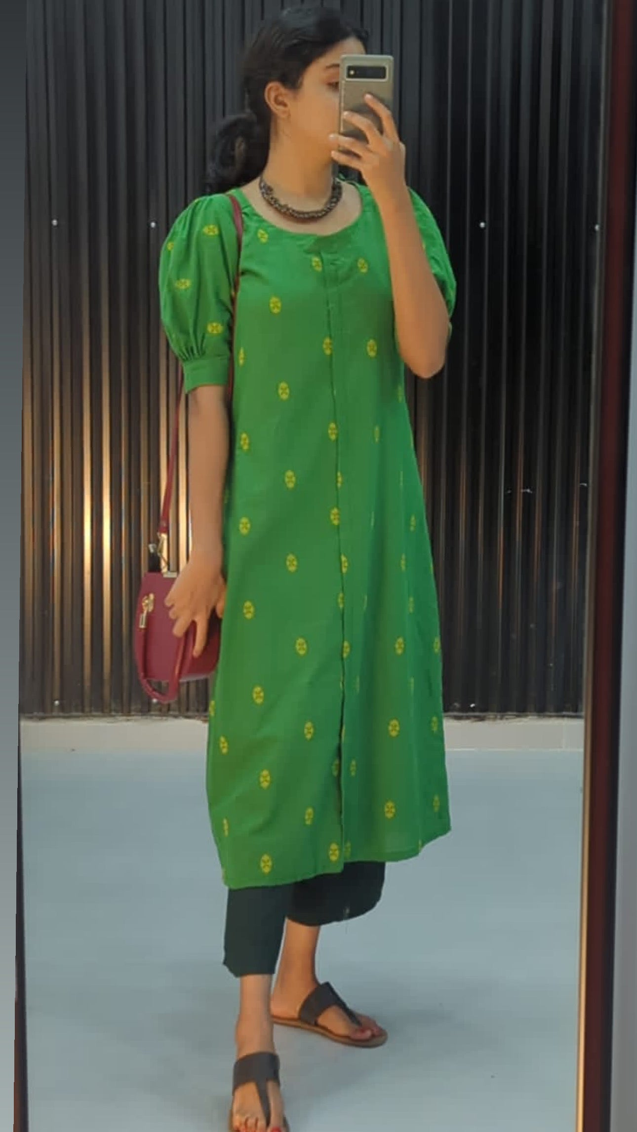 Green Cotton Handloom Kurti