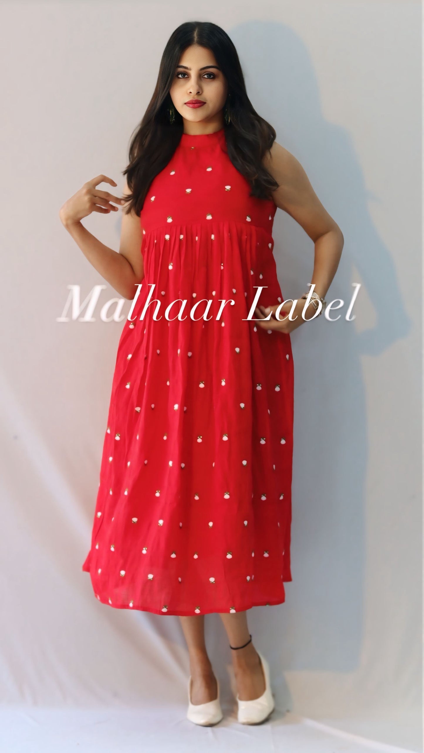 Rasao Dress - MUL CHANDERI Flower Motif