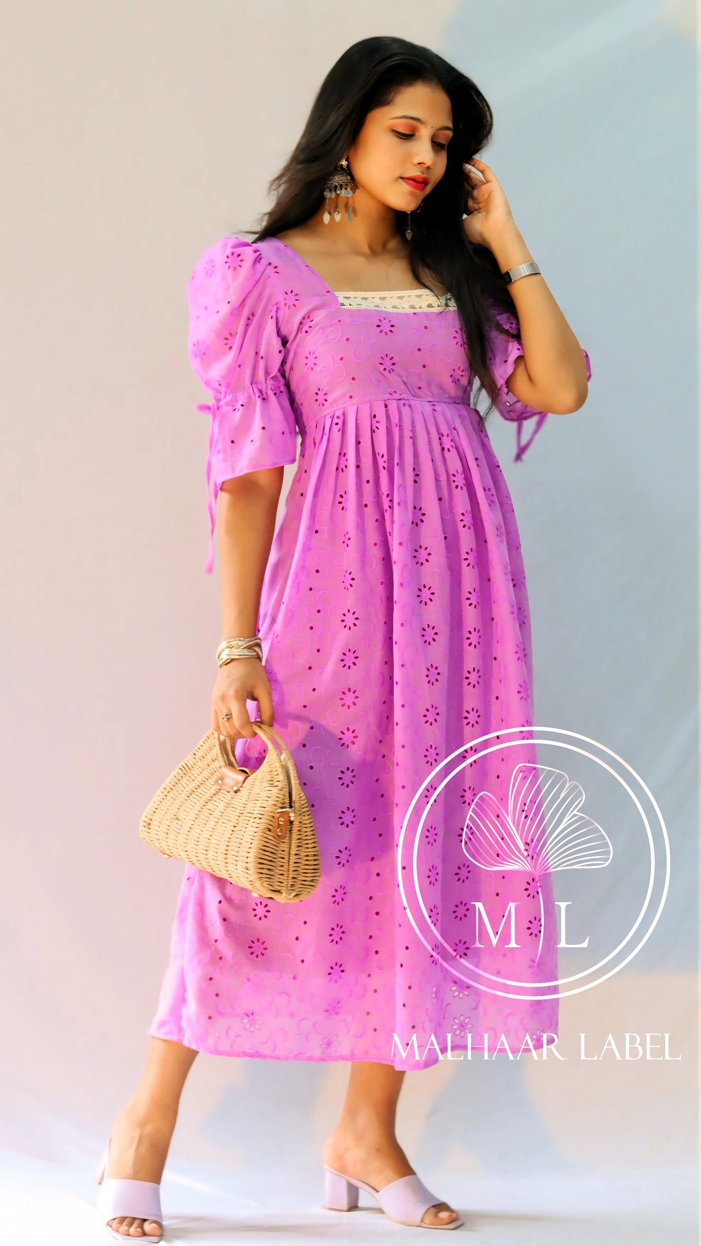 Alora HAKOBA Dress with Lace Boarder
