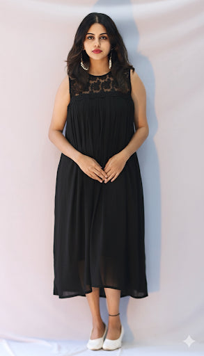 Neela - black Embellished Dress