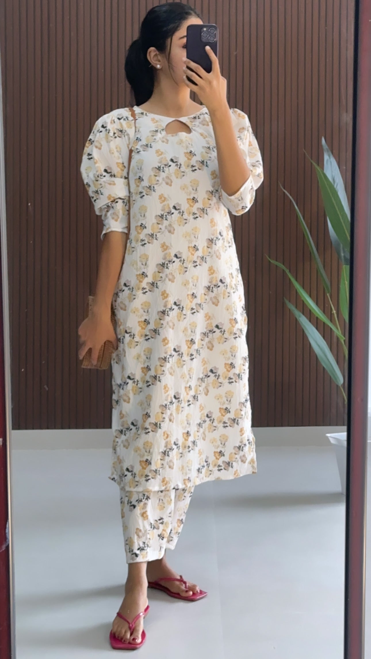 Pastel Yellow Floral Kurti Set