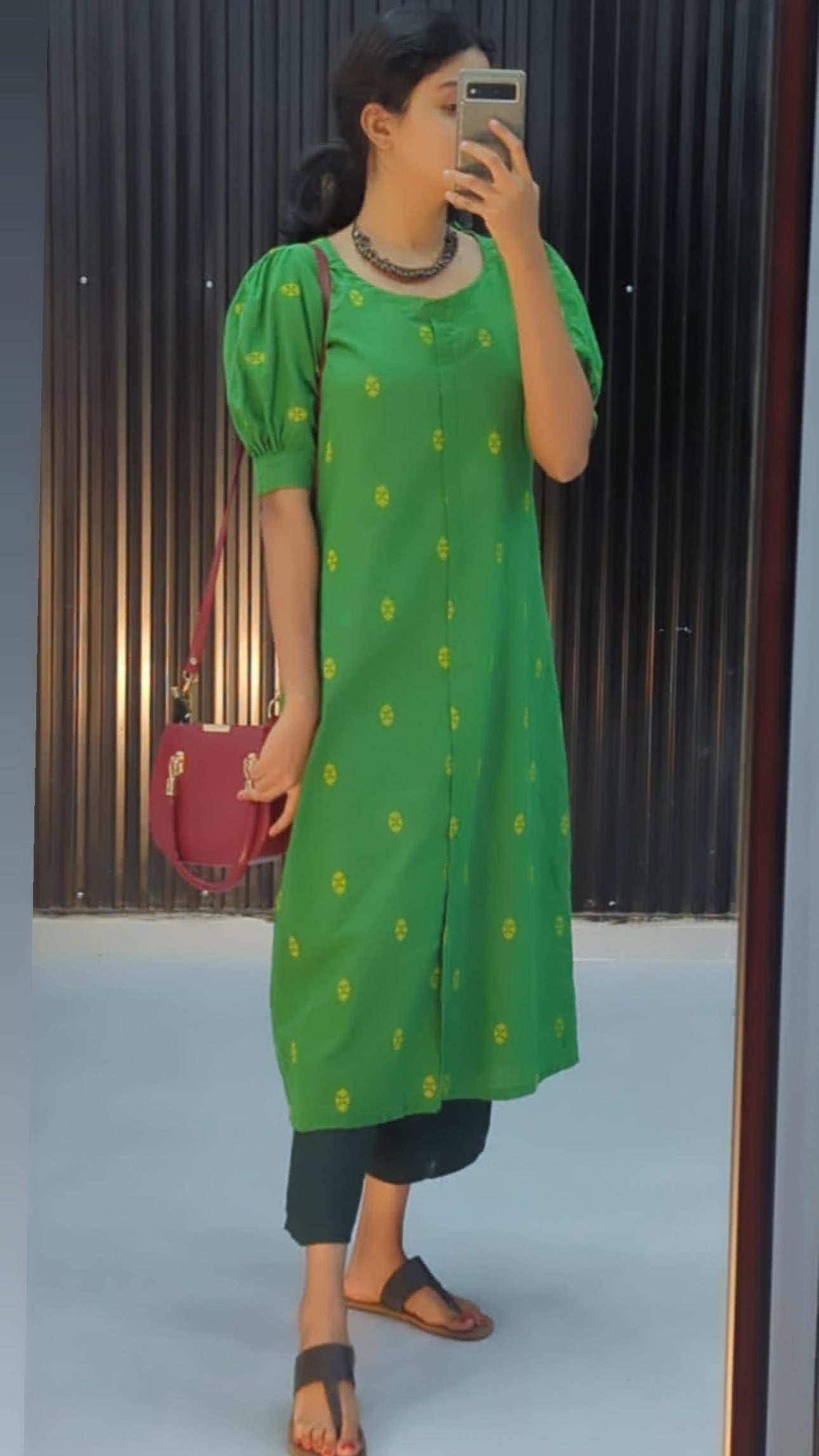 Green Cotton Handloom Kurti