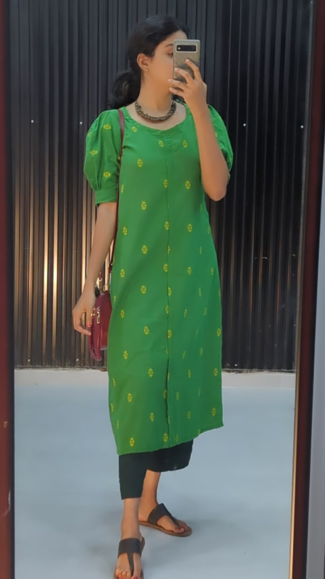 Green Cotton Handloom Kurti