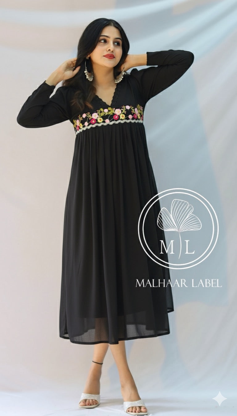 Meher Black Embellished Dress