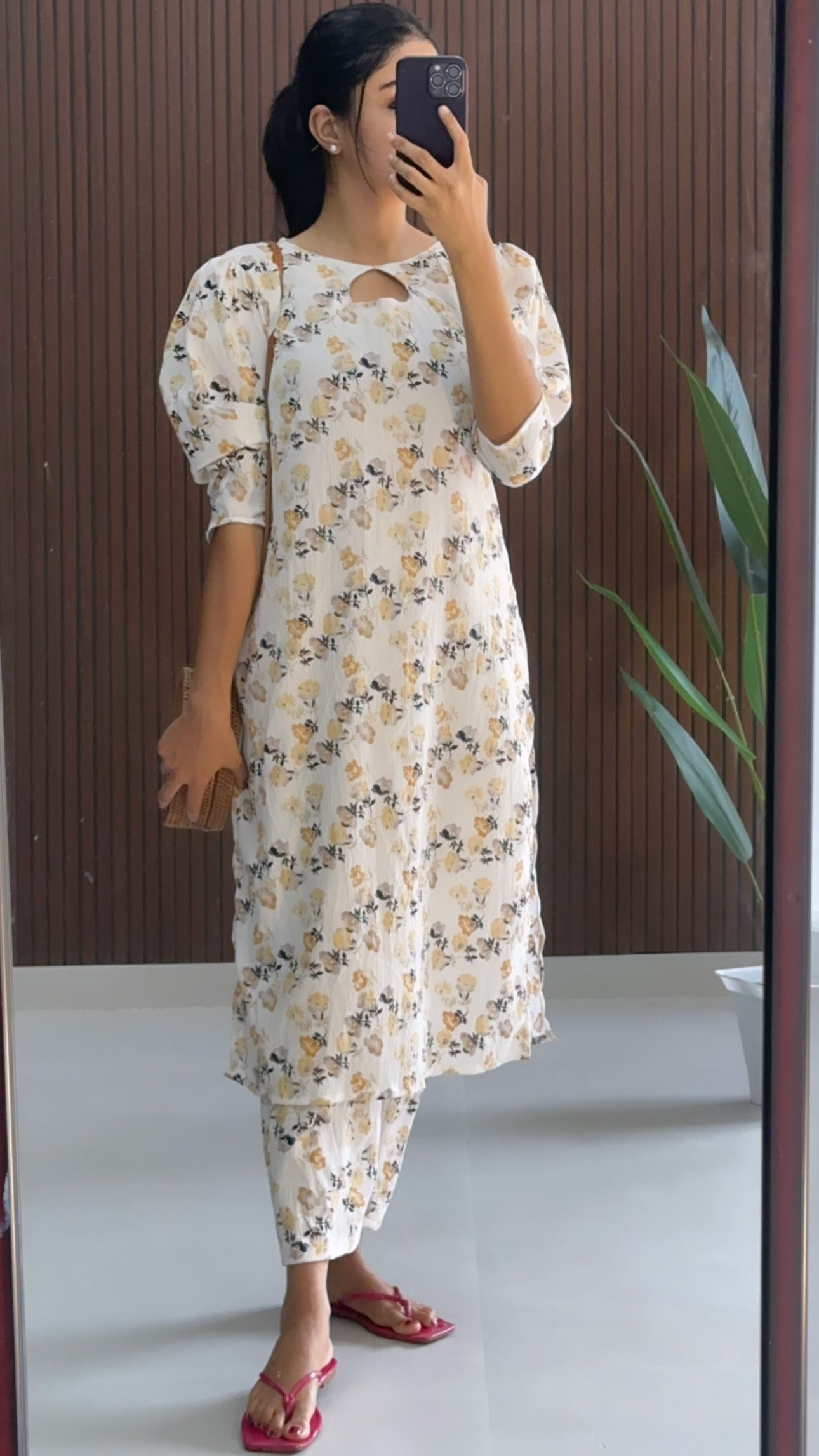 Pastel Yellow Floral Kurti Set