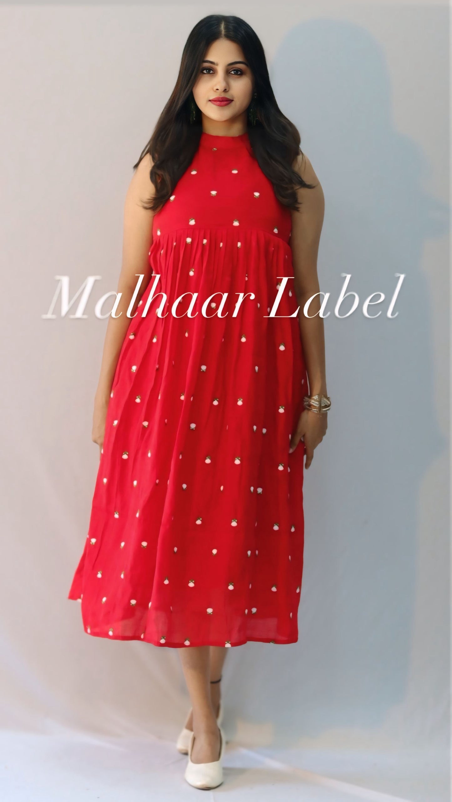 Rasao  Dress - MUL CHANDERI Flower Motif