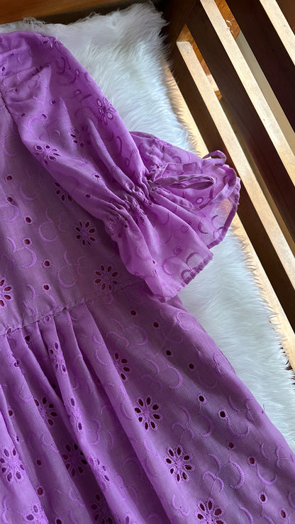 Alora    HAKOBA  Dress with Lace Boarder