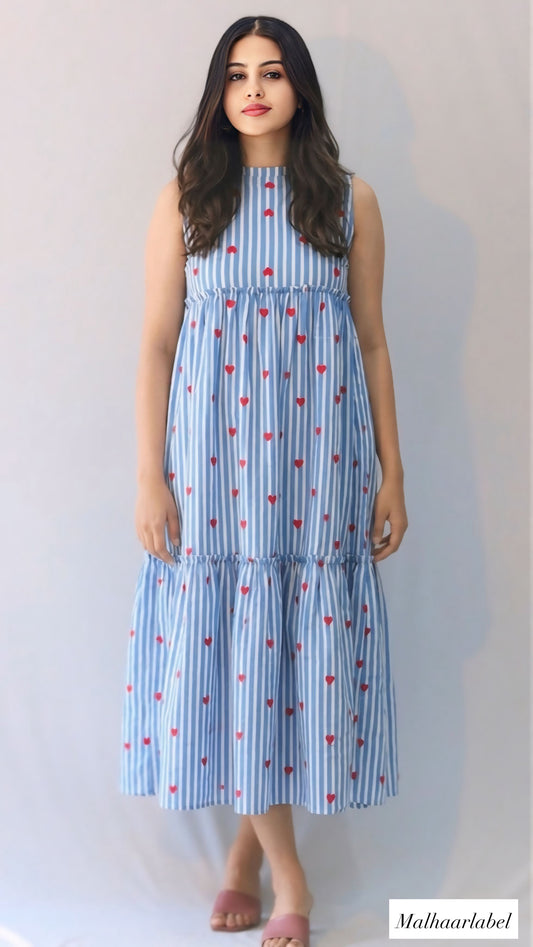 Lilly  Dress - summer Strips  :SLEEVES AVALABLE