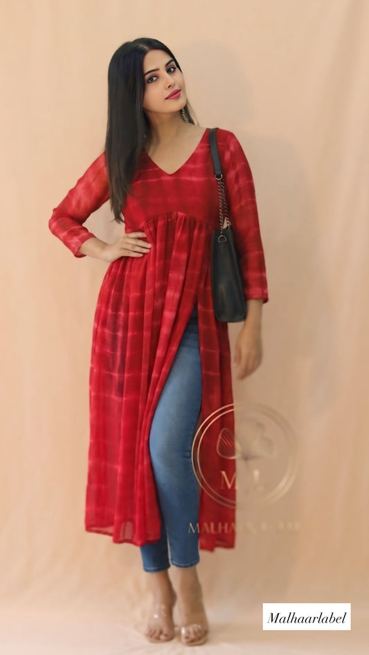 Merza    Georgette  Slit Kurti