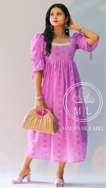 Alora    HAKOBA  Dress with Lace Boarder