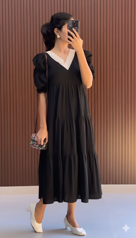 Cyan   Casual  Dress-Black
