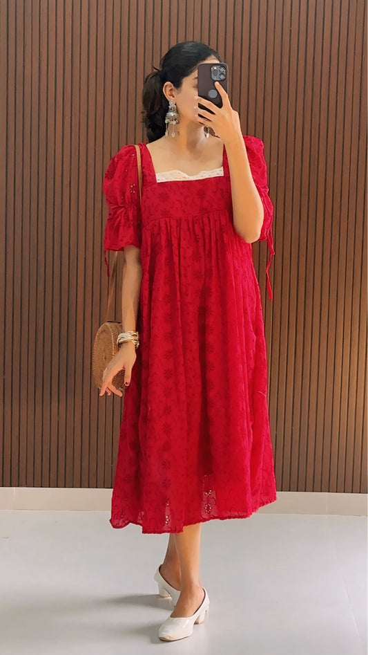 MELISSA    HAKOBA  Dress with Lace Boarder