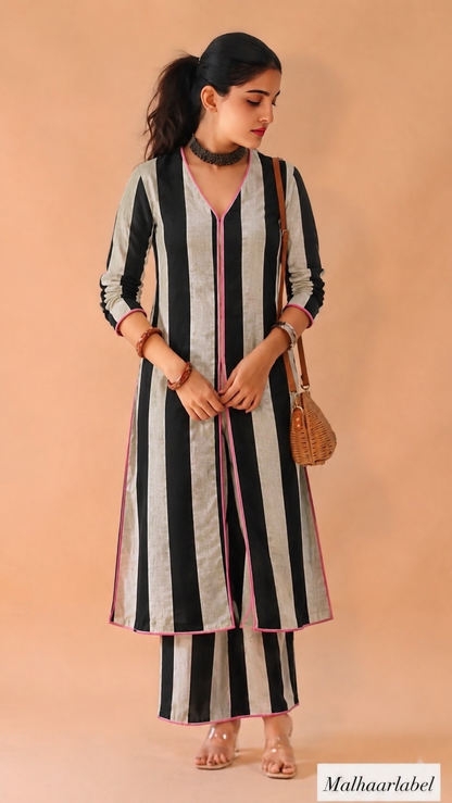 Meher Kurti Co- Ord  Set Black and Grey ❤️:Ready To Ship