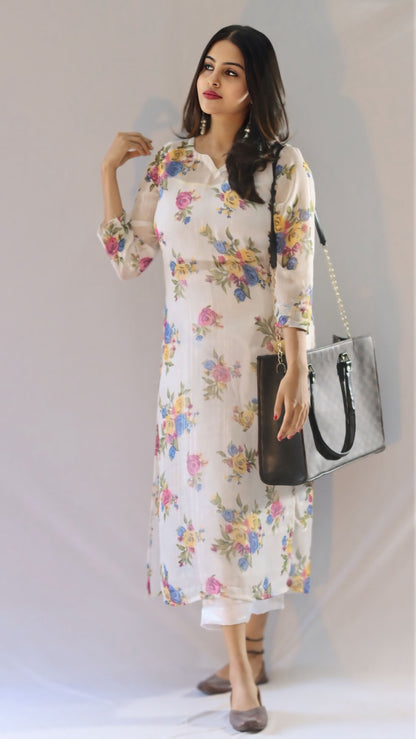 Melow Trendy 3 piece Kurtha Set -Top +Inner  + Bottom