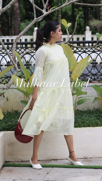 Aurora Kota Doria Dress-pastel Yellow