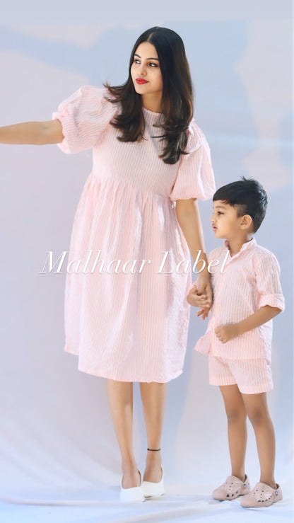 Mom - Son Combo  pink Dress