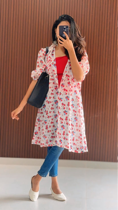 Helzin Georgette Tunic With Inner Crop Top