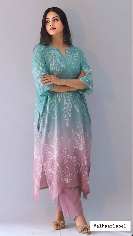 Lenore  ombré  Kurti Co- Ord  Set