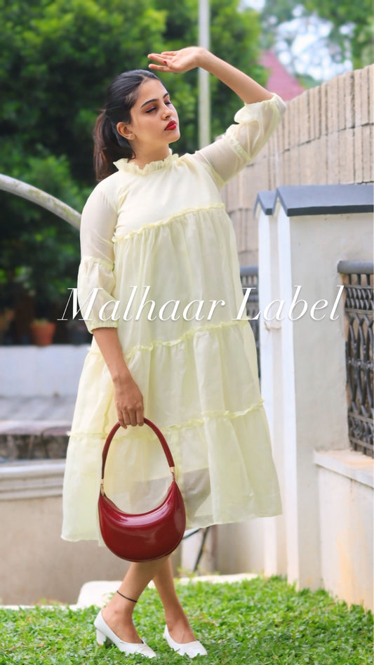 Aurora Kota Doria Dress-pastel Yellow