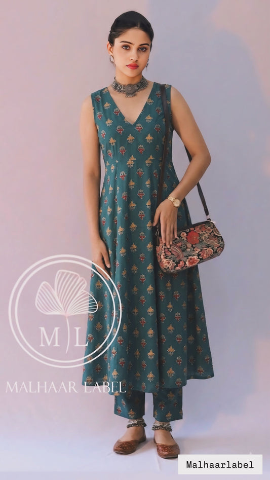 Adheena  Anarkali Cotton Co- Ord Set