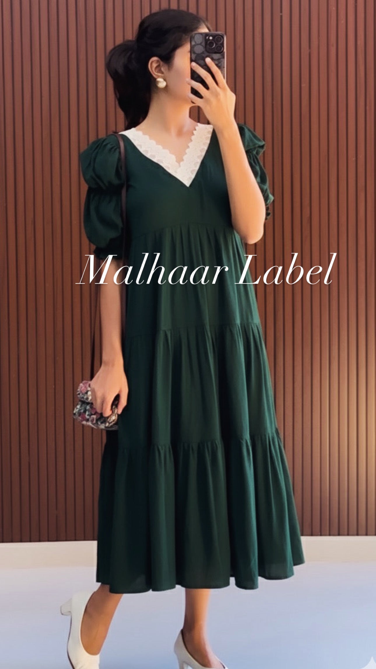 Cyan   Casual  Dress -Bottle green