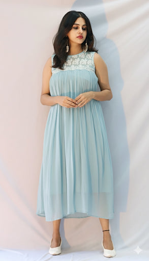 Neela  - Pastel Blue Embellished Dress