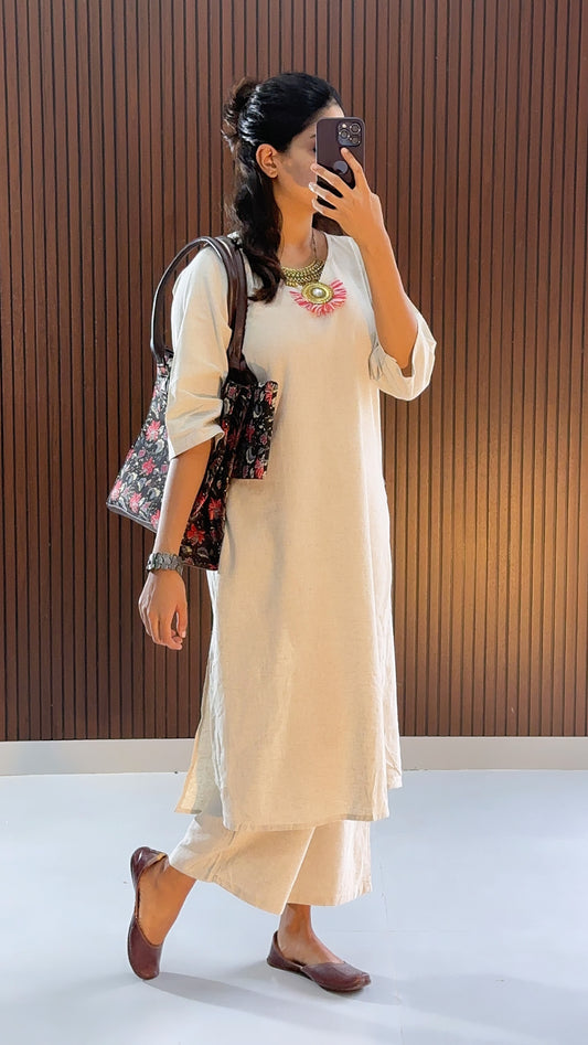 Rudra   Linen Kurti Co- Ord  Set