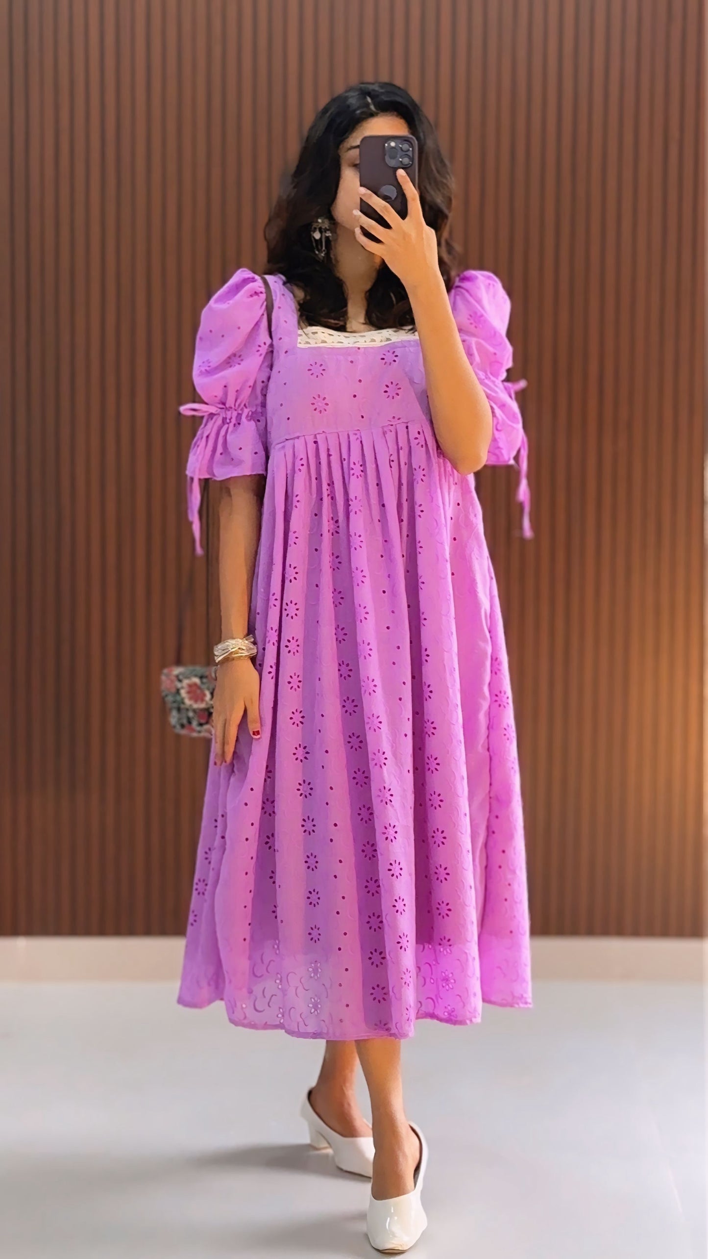 Alora    HAKOBA  Dress with Lace Boarder