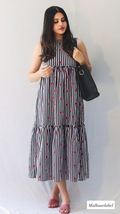 Lerry   Dress - summer Strips  :SLEEVES AVALABLE:Ready Ship