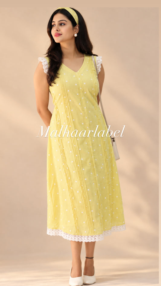 Assa  MUL CHANDERI  Embroidery Dress:pintuck