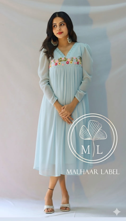 Meher  pastel Blue  Embellished Dress