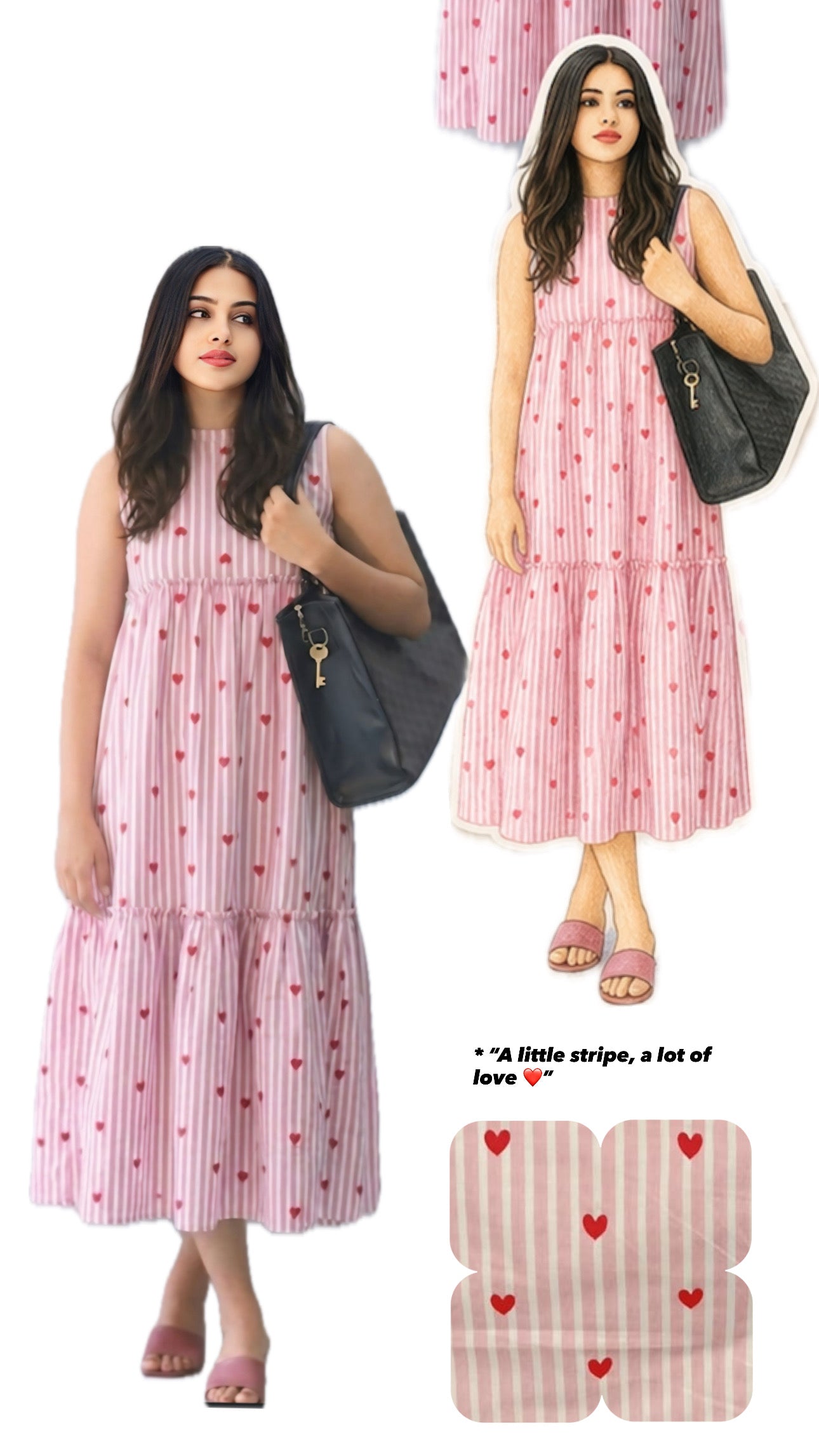 Lucy  Dress - summer Strips  :SLEEVES AVALABLE