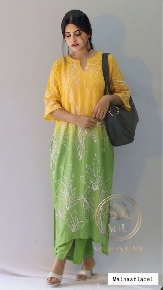 Lasol ombré  Kurti Co- Ord  Set