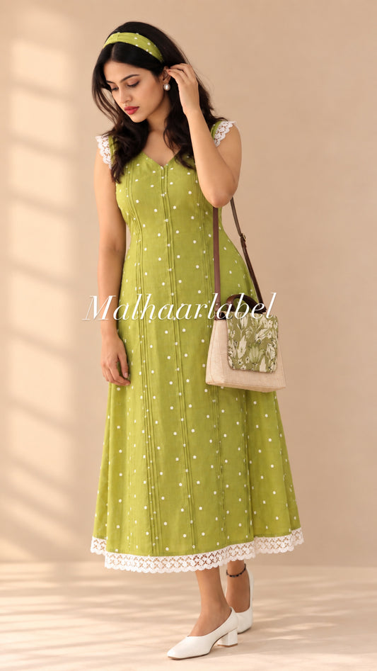 Tazzo MUL CHANDERI  Embroidery Dress:pintuck