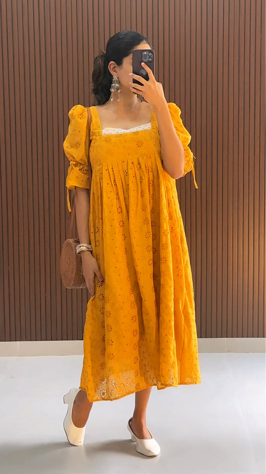 ANNA   HAKOBA  Dress with Lace Boarder