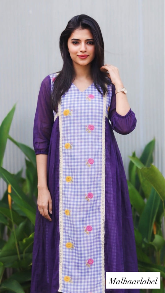 Eshal Chanderi kota frilled  Kurti Dress