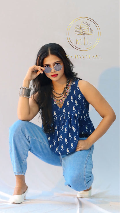 Haal   Hand-block cotton Top