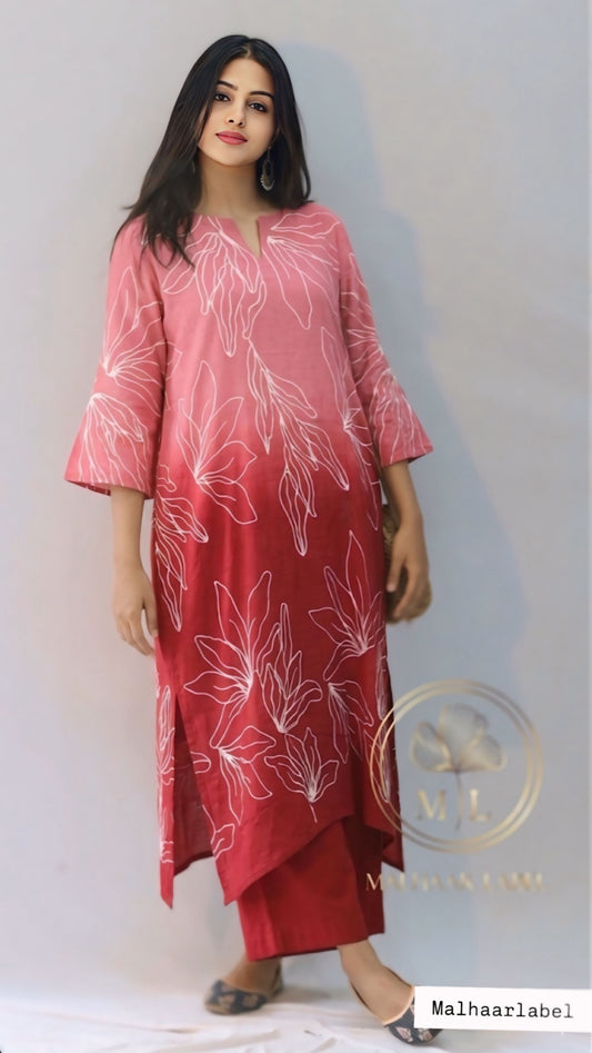 Hannah ombré  Kurti Co- Ord  Set
