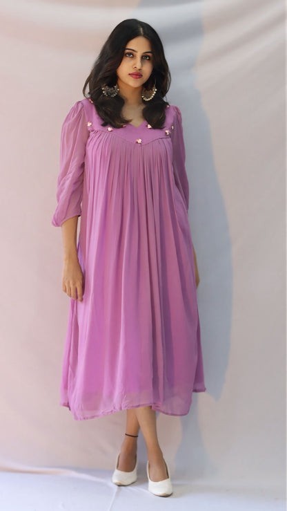 Hamsam  Satin flower Embellished Dress