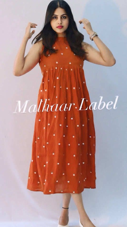 Dario Dress - MUL CHANDERI Flower Motif