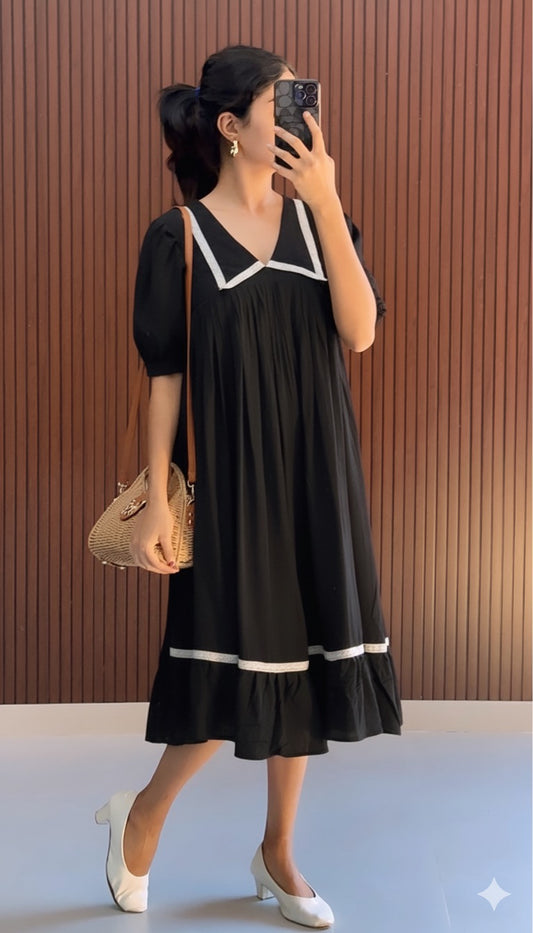 Lorin  Casual  Dress- Black