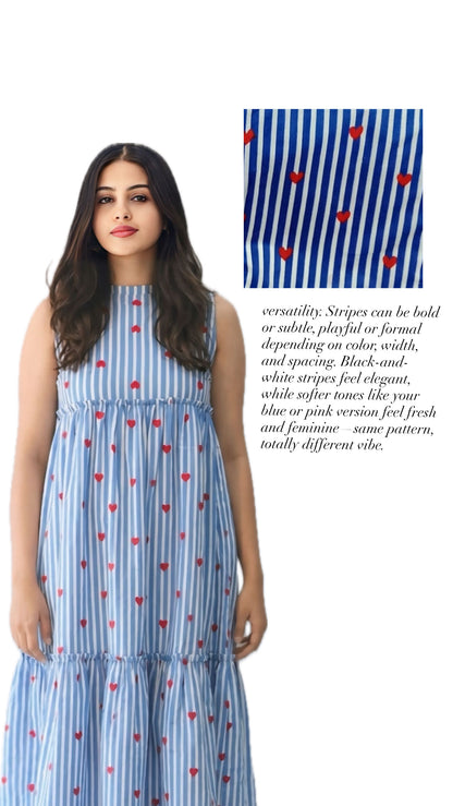 Lilly  Dress - summer Strips  :SLEEVES AVALABLE ready to ship