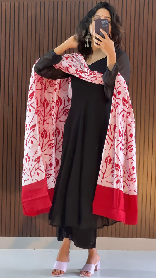 Amegha   Anarkali Salwar Batik Dupatta set