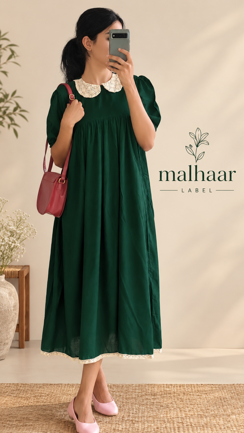 Abia Dress: Bottle Green