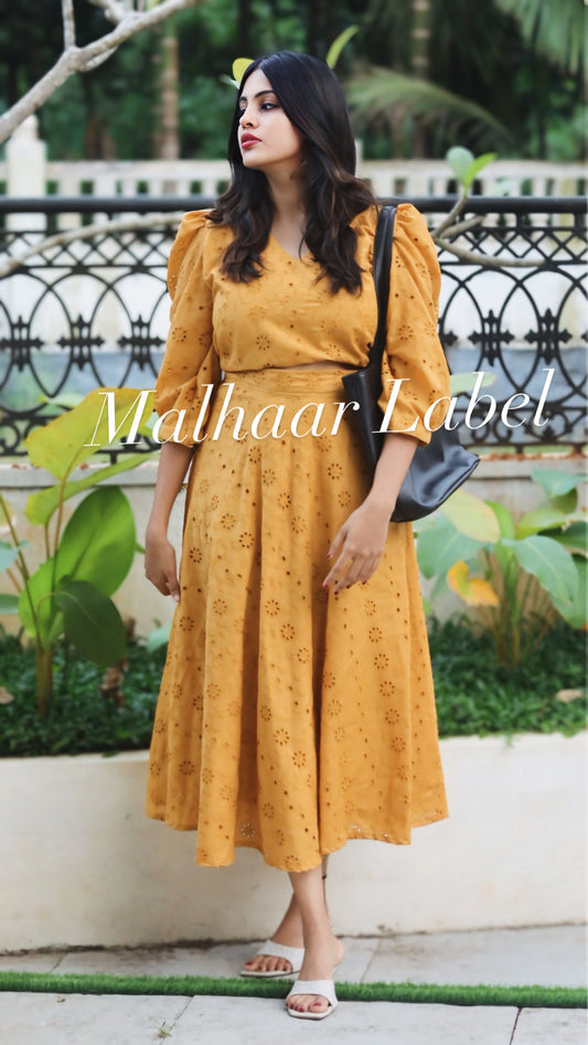 Marigold  Schiffli  Skirt and Top  combo